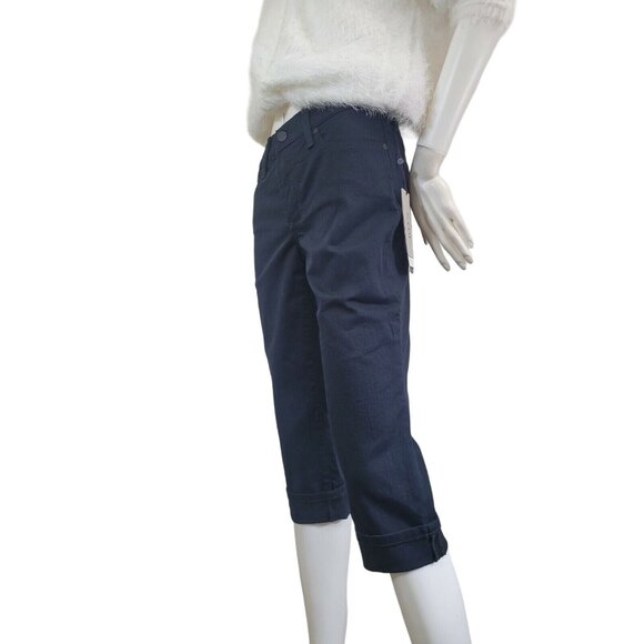 NYDJ Marilyn Crop Cuff Black Premium Denim Lift Tuck Jeans Size 2P-NEW (36) - Picture 2 of 12